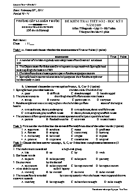 Đề kiểm tra 1 tiết số 2 học kỳ II môn Tiếng Anh Lớp 11 - Hệ 7 năm - Nguyễn Văn Tạo